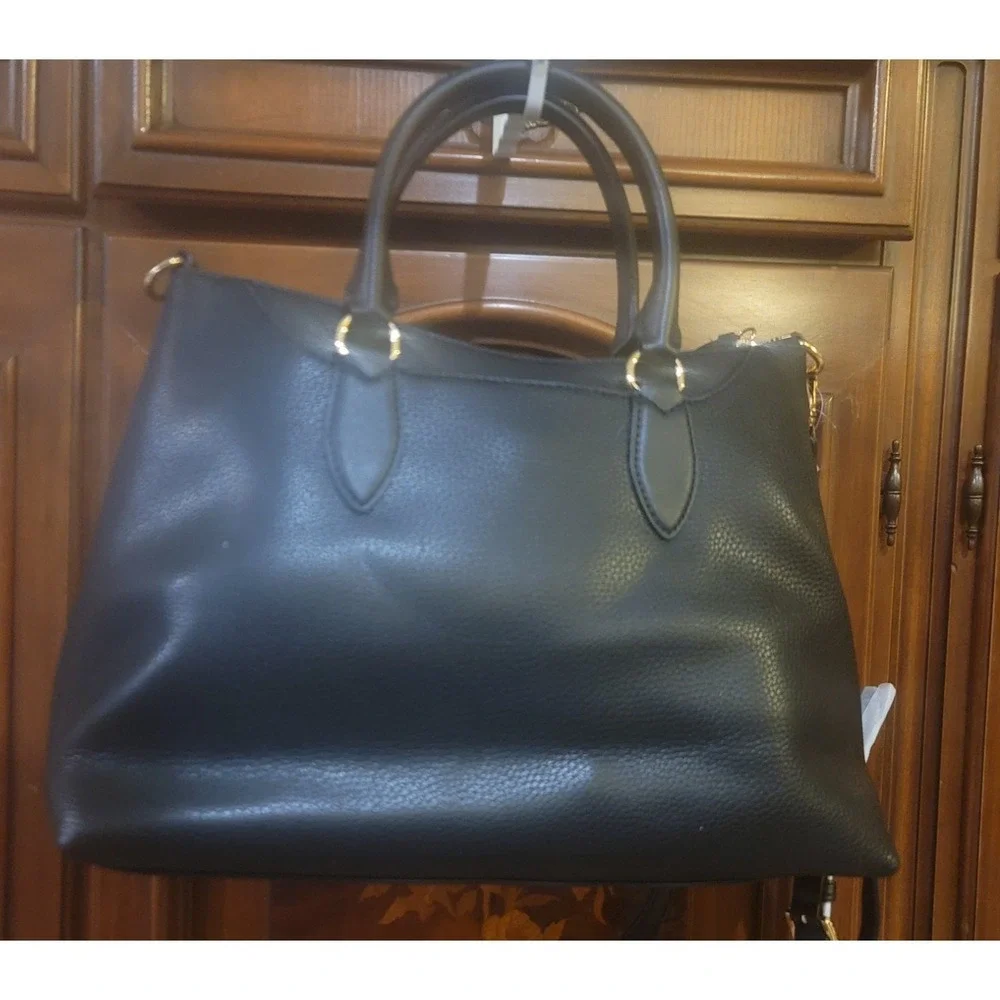Michael Kors Austen Medium Leather Satchel Purse, Black